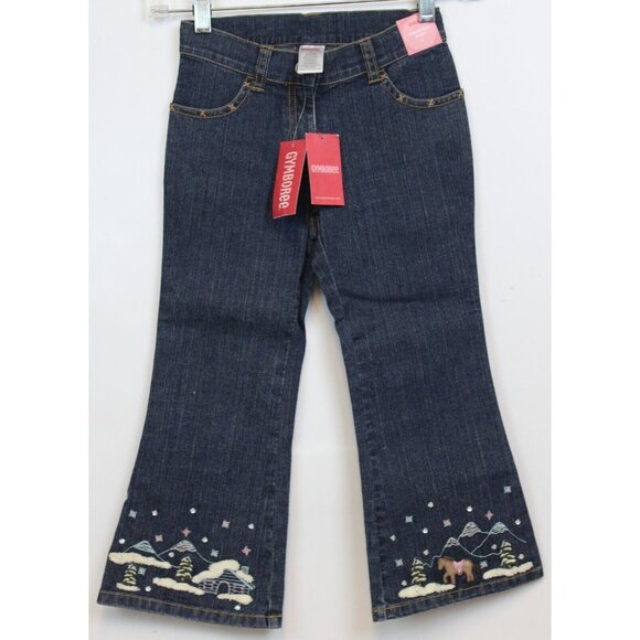 2006 Gymboree Park City Luxe Scenic Lined Hem Jeans sz 5 NWT Flared Pony Cute - Picture 1 of 7